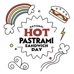 NATIONAL HOT PASTRAMI SANDWICH DAY vector illustration isolated on white background