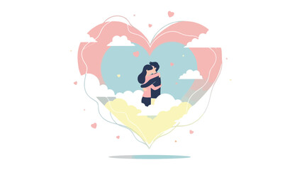 Heartfelt Embrace: A couple shares a tender moment within a heart-shaped embrace, symbolizing love, affection, and emotional connection.