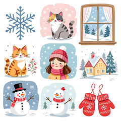 Short sketches on the New Year's theme, done in various styles