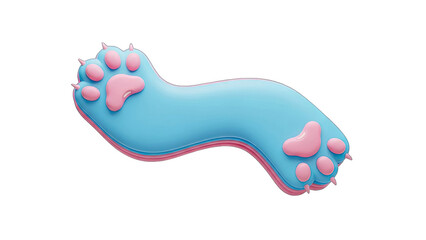 Stylized Blue Paw With Pink Paw Pads and Claws on a Transparent Background a Whimsical Digital Art Creation for Playful Designs