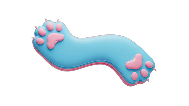 Stylized Blue Paw With Pink Paw Pads and Claws on a Transparent Background a Whimsical Digital Art Creation for Playful Designs - Powered by Adobe