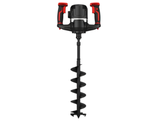 Heavy duty auger drill tool for earth and soil isolated on transparent background