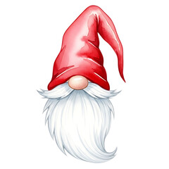Gnome with red hat and white beard on white background