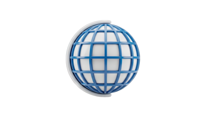 Stylized Globe Icon With Blue Grid And White Spheres On Transparent Background Clean Digital Art Representation Of Global Network Or Connectivity