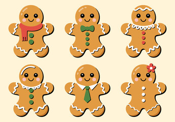 Adorable Gingerbread Cookies with Scarves, Bowties, and Dresses for Christmas