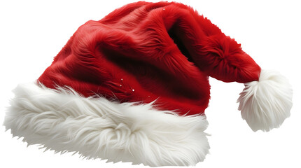 Santa Claus Red Hat Isolated on White Transparent Background. Christmas Holidays.