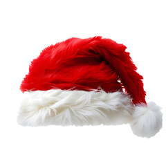 Santa Claus Red Hat Isolated on White Transparent Background. Christmas Holidays.