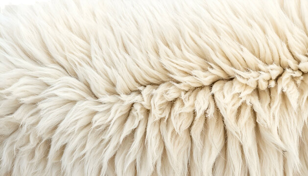 Close-up of thick, cream-colored, fluffy, textured fur, with light and shadow play