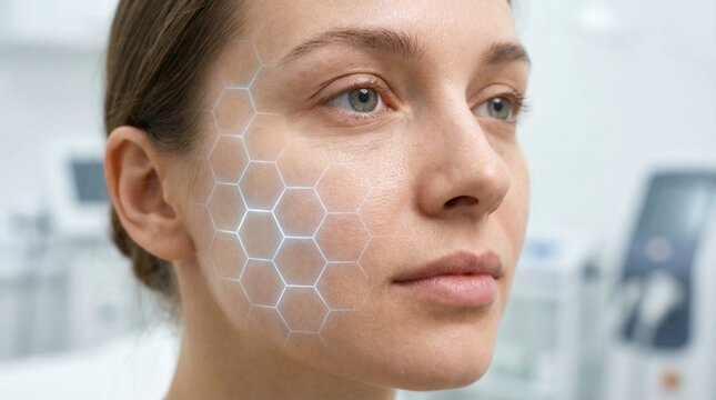 Futuristic Hexagonal Skin Barrier Protection Technology Concept