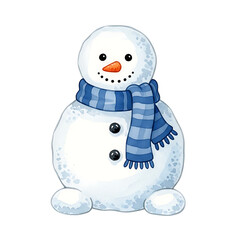 Friendly snowman with blue scarf and carrot nose