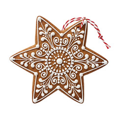 Beautifully decorated gingerbread star ornament
