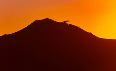 Obraz premium Summer sunset or sundowner view near Damuels, Bregenz, Vorarlberg, Austria