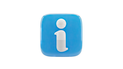Simple Blue Square Icon With White Letter I Symbol For Information And Help Isolated On Transparent Background High Quality 3D Render