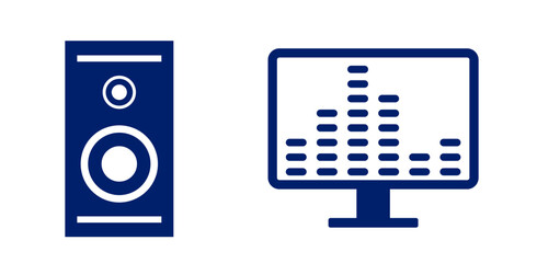 The high-quality sound is blue. speaker. sound, music.