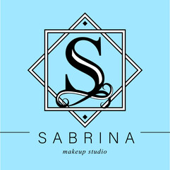 Logo, capital letter S. There is a botanical monogram in two squares - S. with organic plant elements. Vector design. beauty salon. for a tattoo studio.