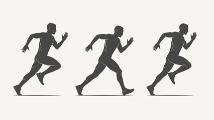Silhouettes of Athletes Running in a Dynamic Sequence, Illustrating Motion and Speed