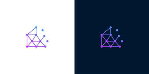 Futuristic abstract connection logo featuring a unique geometric mesh of vibrant lines and nodes, representing growth, data, and digital innovation