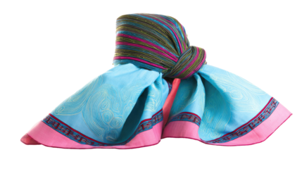 Elegant knotted silk scarf on transparent background