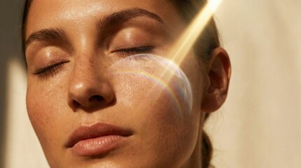 Sunscreen UV Protection Invisible Prism Shield On Female Face