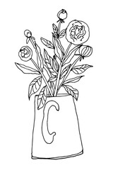 Realistic hand-drawn peonies in soft pink tones, created as high-quality vector illustrations with delicate gradients. Each flower features detailed petals, natural shading and elegant botanical lines