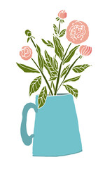 Realistic hand-drawn peonies in soft pink tones, created as high-quality vector illustrations with delicate gradients. Each flower features detailed petals, natural shading and elegant botanical lines