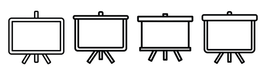 whiteboard line editable vector icon set. back to school outline icons.