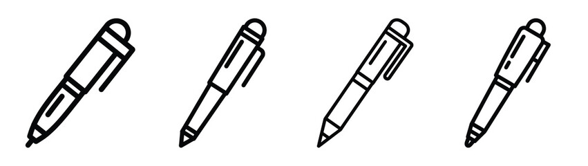 ball pen line editable vector icon set. back to school outline icons.