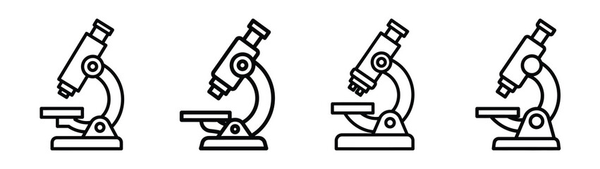 biology microscope line editable vector icon set. back to school outline icons.