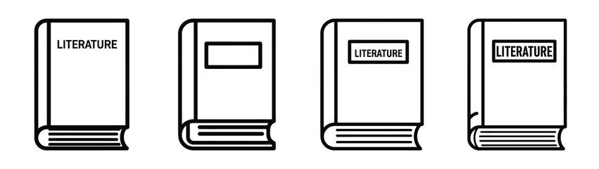 literature book line editable vector icon set. back to school outline icons.