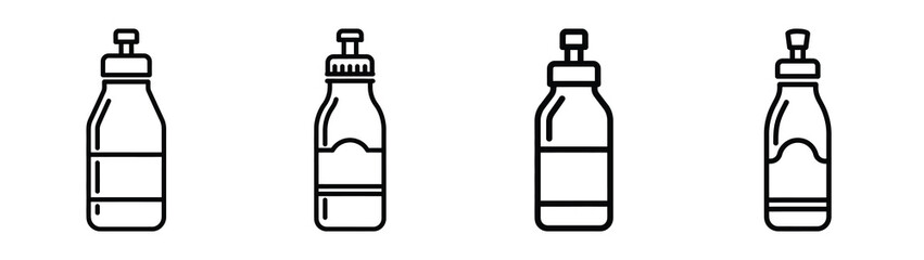 lunch bottle line editable vector icon set. back to school outline icons.