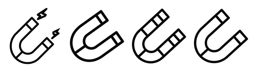magnet line editable vector icon set. back to school outline icons.