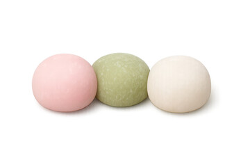 Fototapeta premium Three colorful mochi balls on a transparent background for your design.
