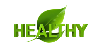 Healthy Green Text with Leaves