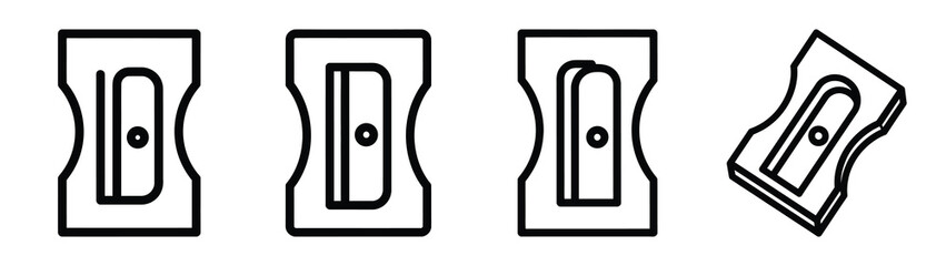 pencil sharpener line editable vector icon set. back to school outline icons.