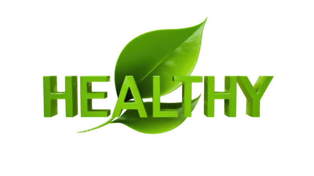 Healthy Green Text with Leaves - Powered by Adobe