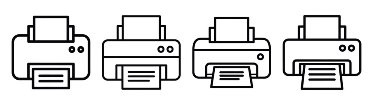 printer line editable vector icon set. back to school outline icons.
