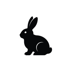 Fototapeta premium Black rabbit silhouette sitting upright silhouette