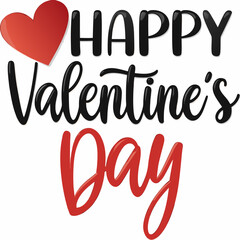 Happy valentine s day greeting with a red heart and bold lettering