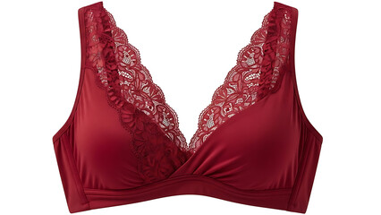 Red lace trimmed bra top with deep v neck