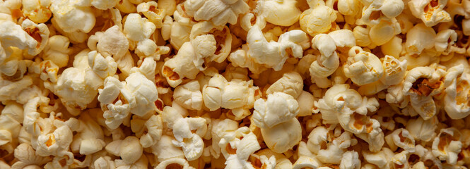 Homemade Salty Popcorn, top view.