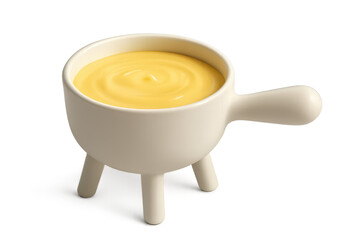 Fondue Cheese Pot with transparent background image asset, closeup view.