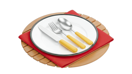 Table Setting with Cutlery on a Wooden Table