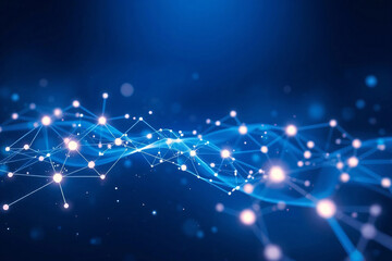 Obraz premium Abstract Network of Interconnected Nodes in a Futuristic Blue Glow