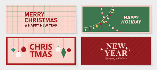 Christmas and New Year banners. Set of vector banners for festive holidays. Bright templates for design.