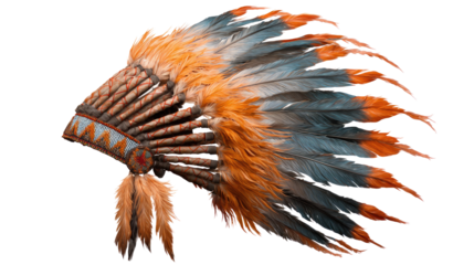 Native American Headdress on Transparent Background