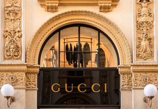 Milan, Italy - November 9, 2025: Gucci store in Milano, Vittorio Emanuele gallery, an iconic Italian luxury fashion brand