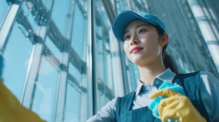 Young Japanese Cleaning Staff