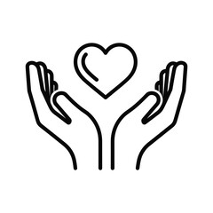 Caring hands holding heart symbol