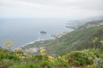 Garachico, Tenerife, Spain - A breathtaking coastal view from a hillside, showcasing the dramatic landscape and oceanic beauty