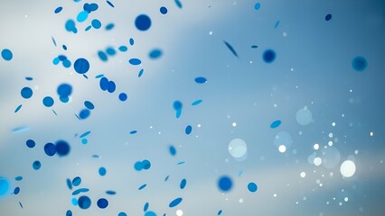 Floating azure orbs and shimmering bokeh creating a dreamy ethereal atmosphere